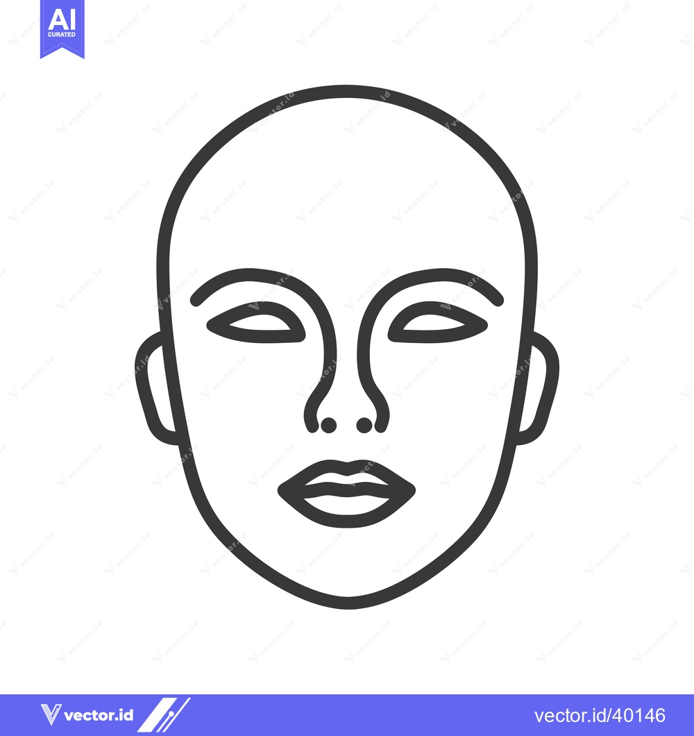 Premium Vector dari Simple outline representation of a human face looking forward