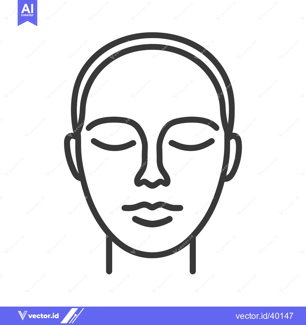 Premium Vector dari Simple outline illustration of a face with closed eyes in repose