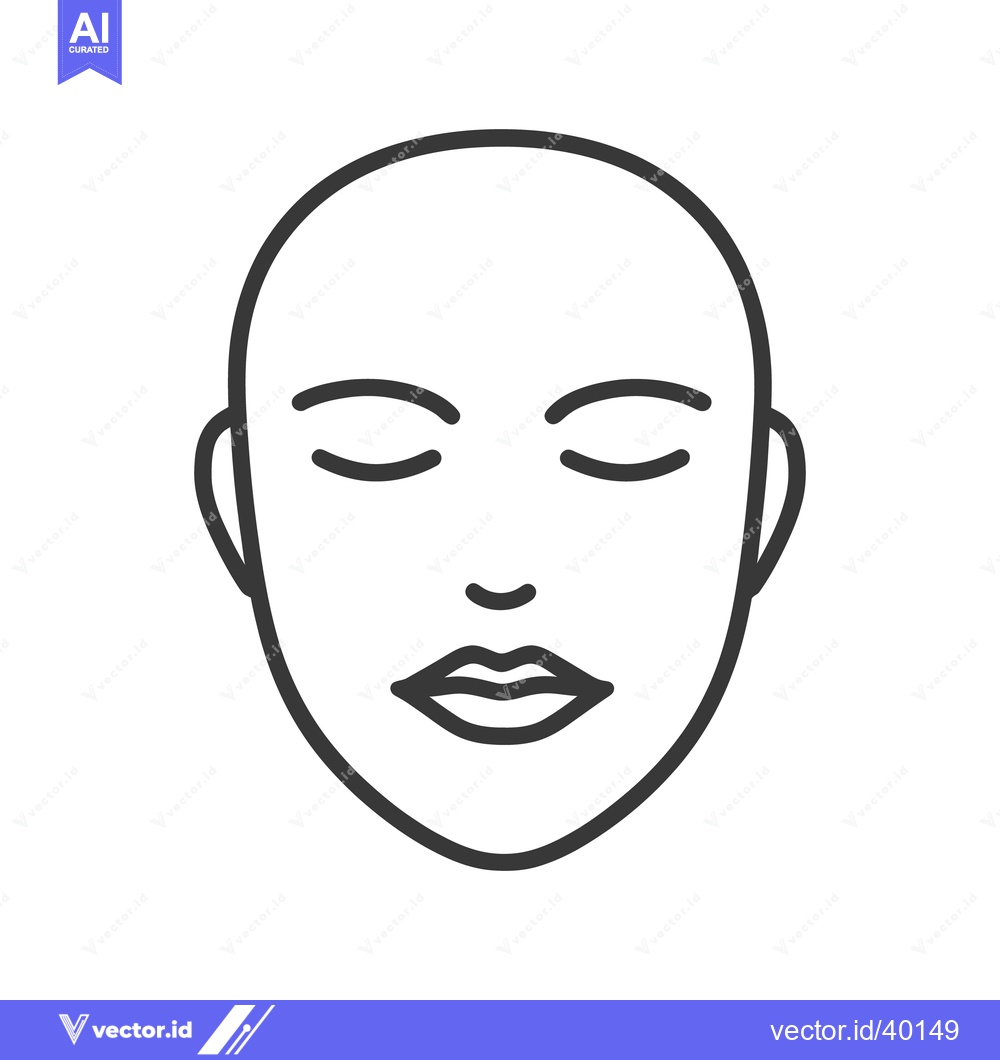 Premium Vector of Simple stylized human face depiction with closed eyes and a smile