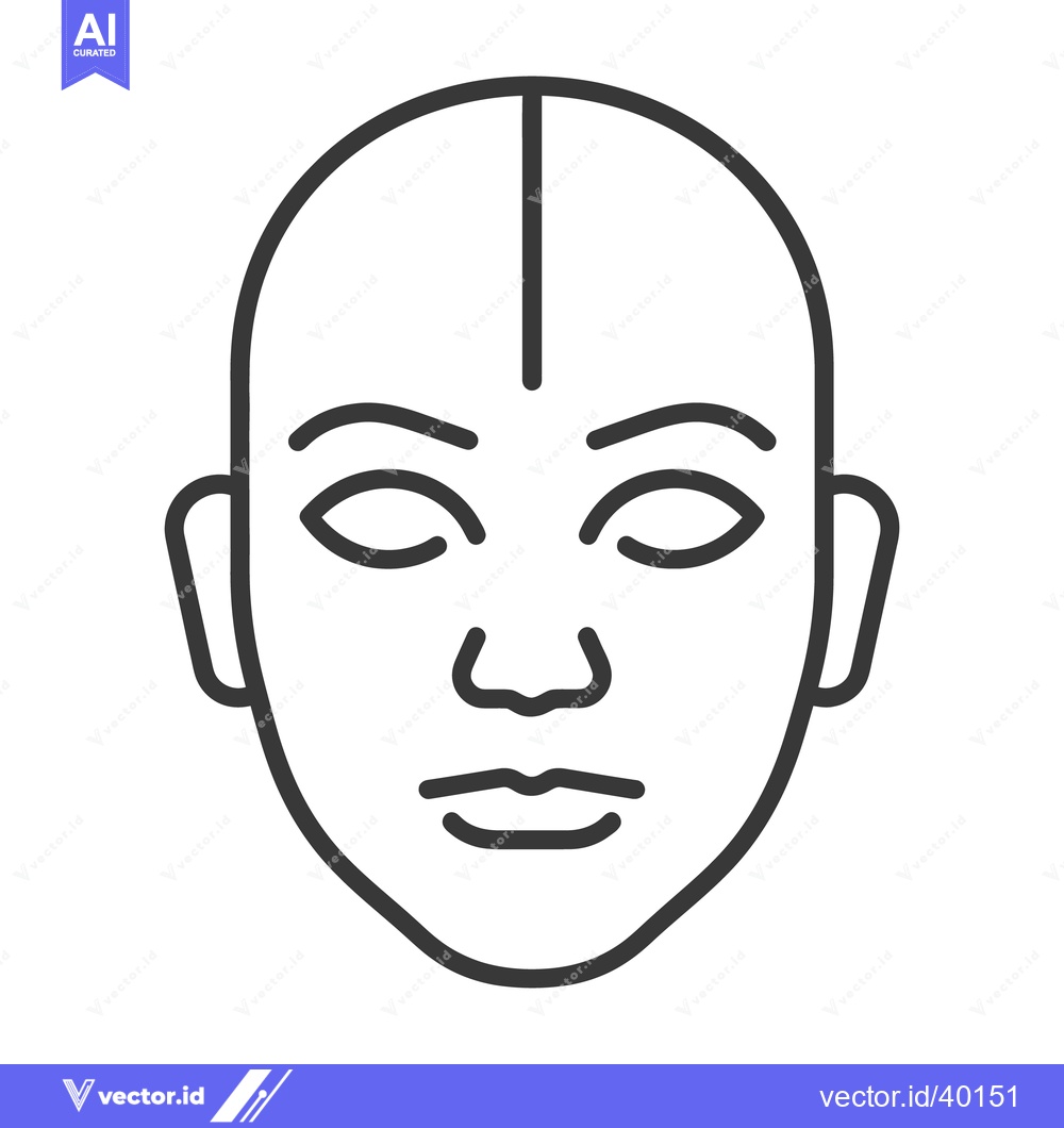Premium Vector dari Simple Line Drawing Depicting A Human Face Front View