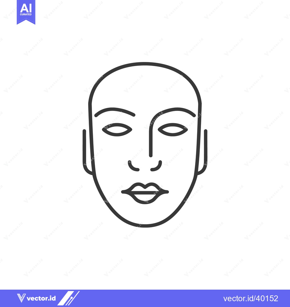 Premium Vector dari Simple outline drawing of a human face with symmetry