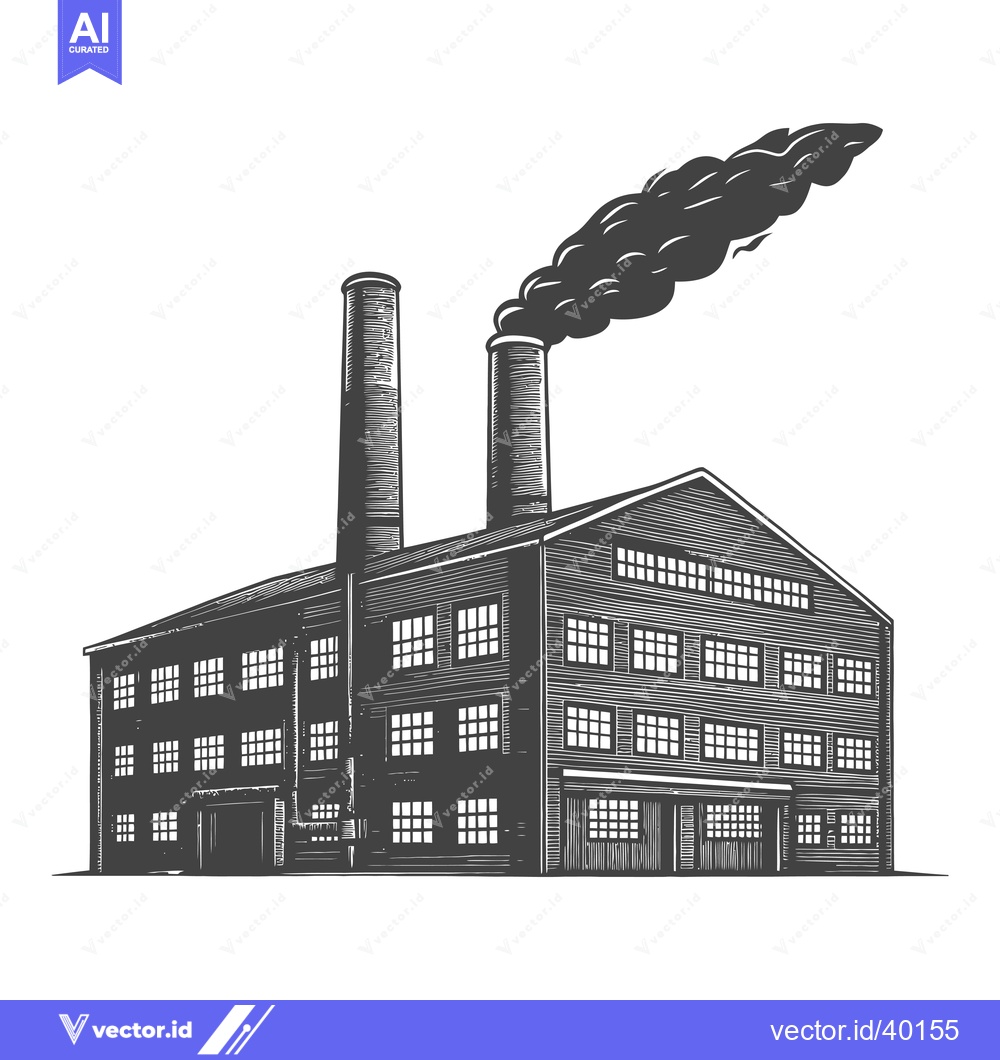 Premium Vector dari Industrial Factory Building With Smoke Stack Emission