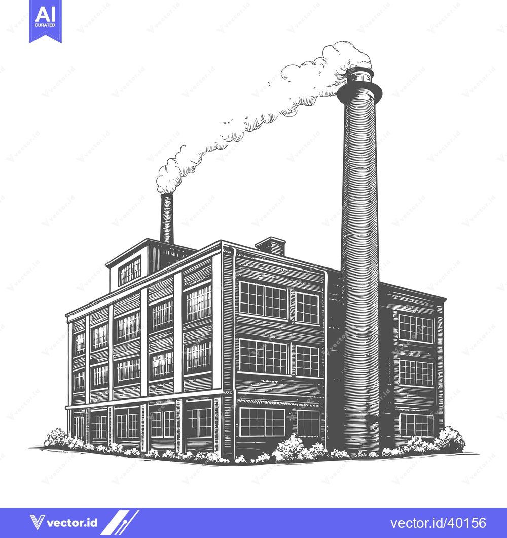 Premium Vector dari Industrial Factory Building With Smoke Stack Emission