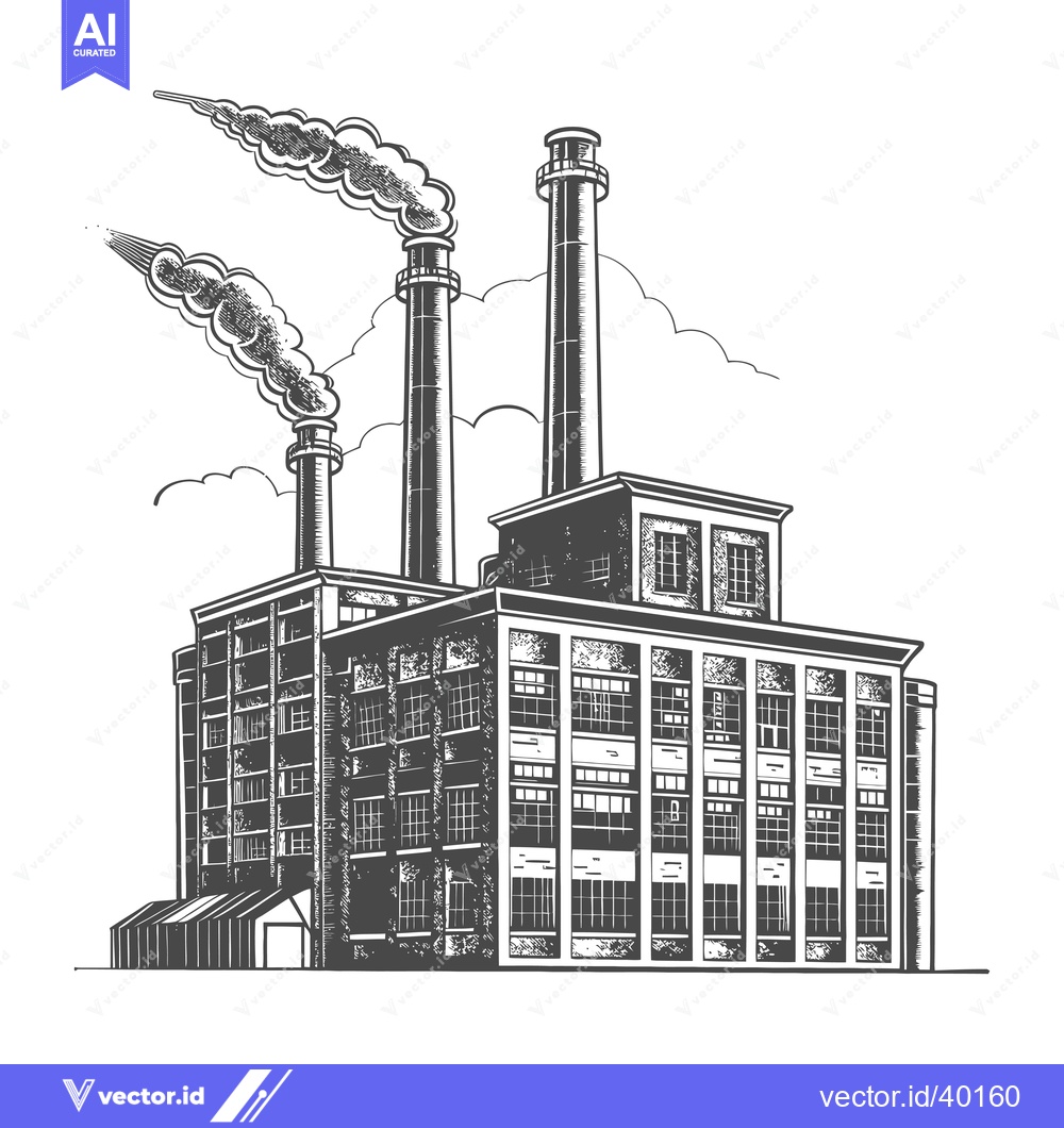 Premium Vector dari Industrial Factory Building With Tall Smokestacks