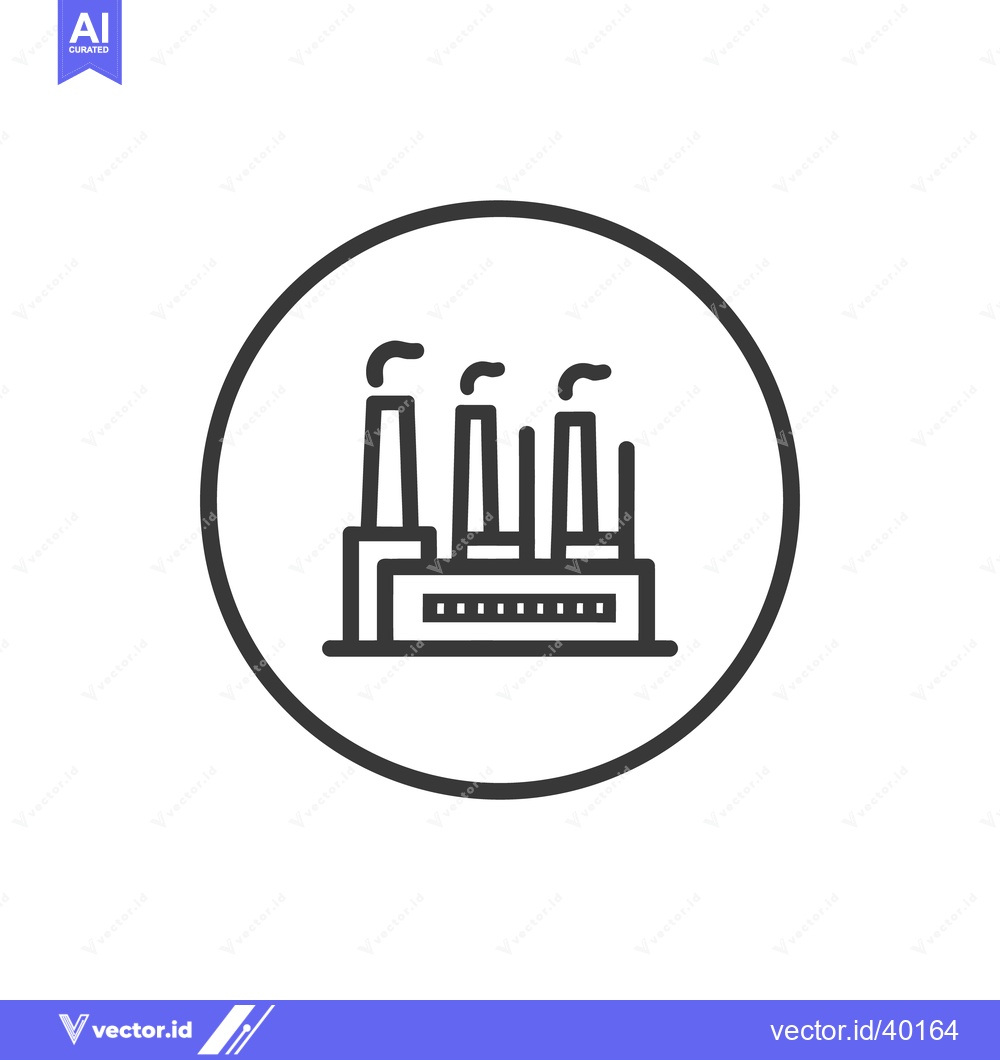 Premium Vector of Minimalist Factory Icon: Industrial Symbol in Circular Frame, Clean De