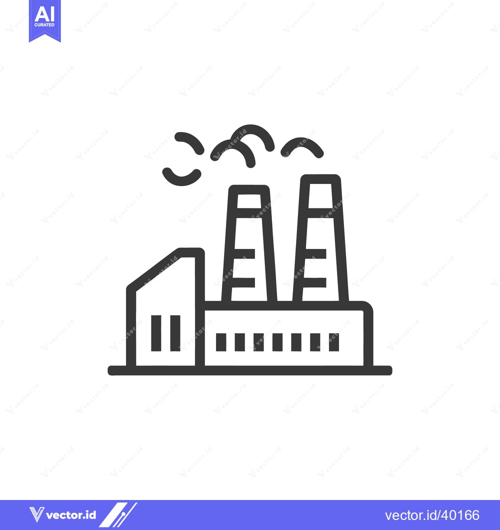 Premium Vector dari Industrial Factory Icon: Minimalist Line Art with Smoke Emissions