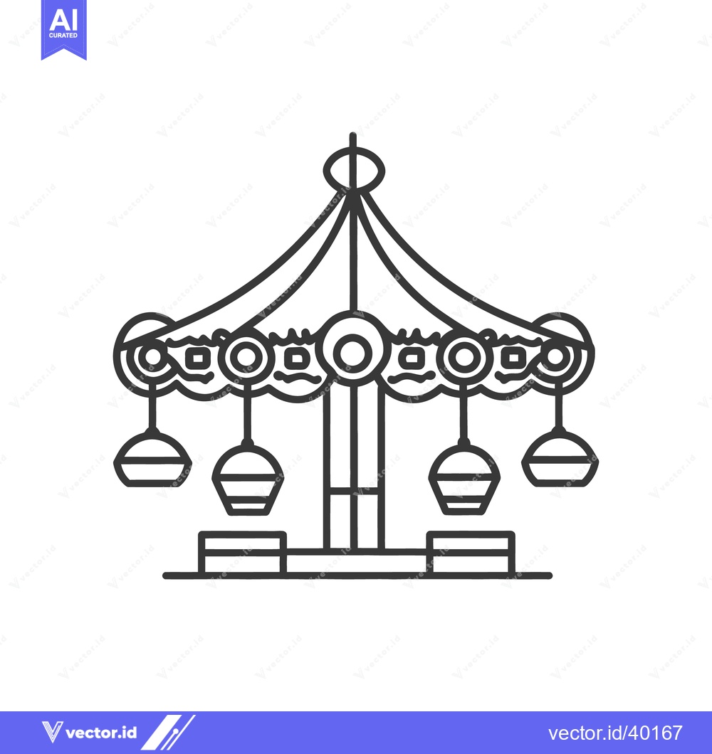 Premium Vector of A line drawing depicting a carnival style carousel ride
