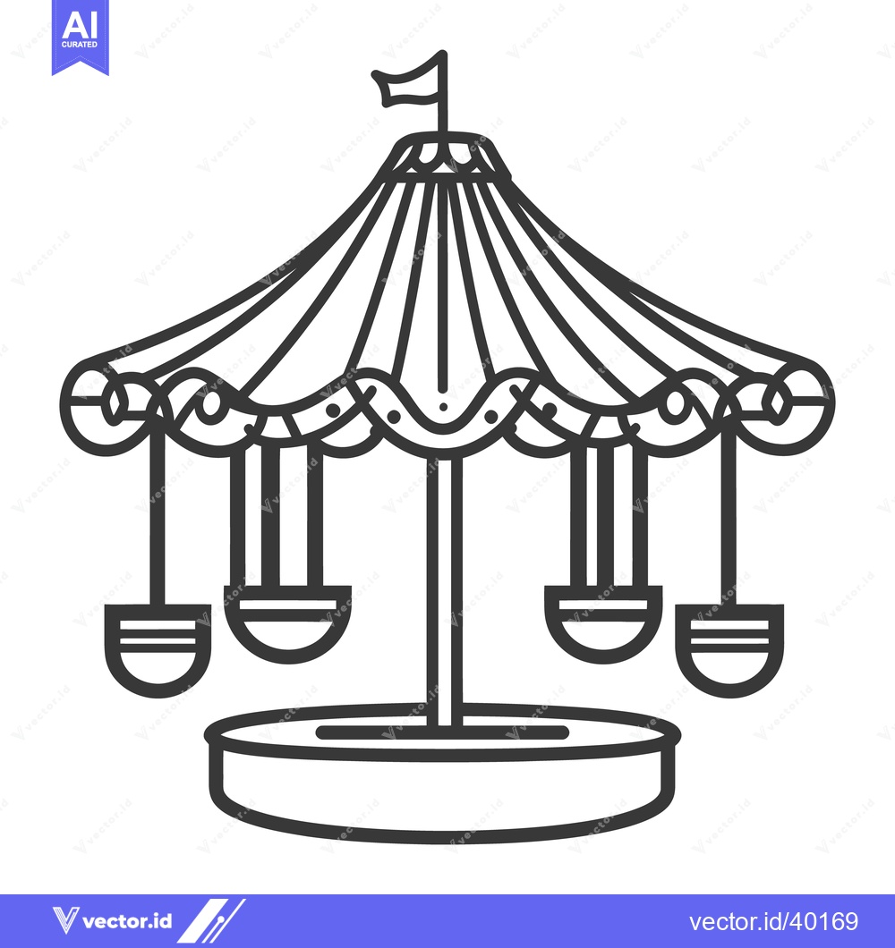 Premium Vector of A stylized amusement park carousel with hanging ride seats is shown