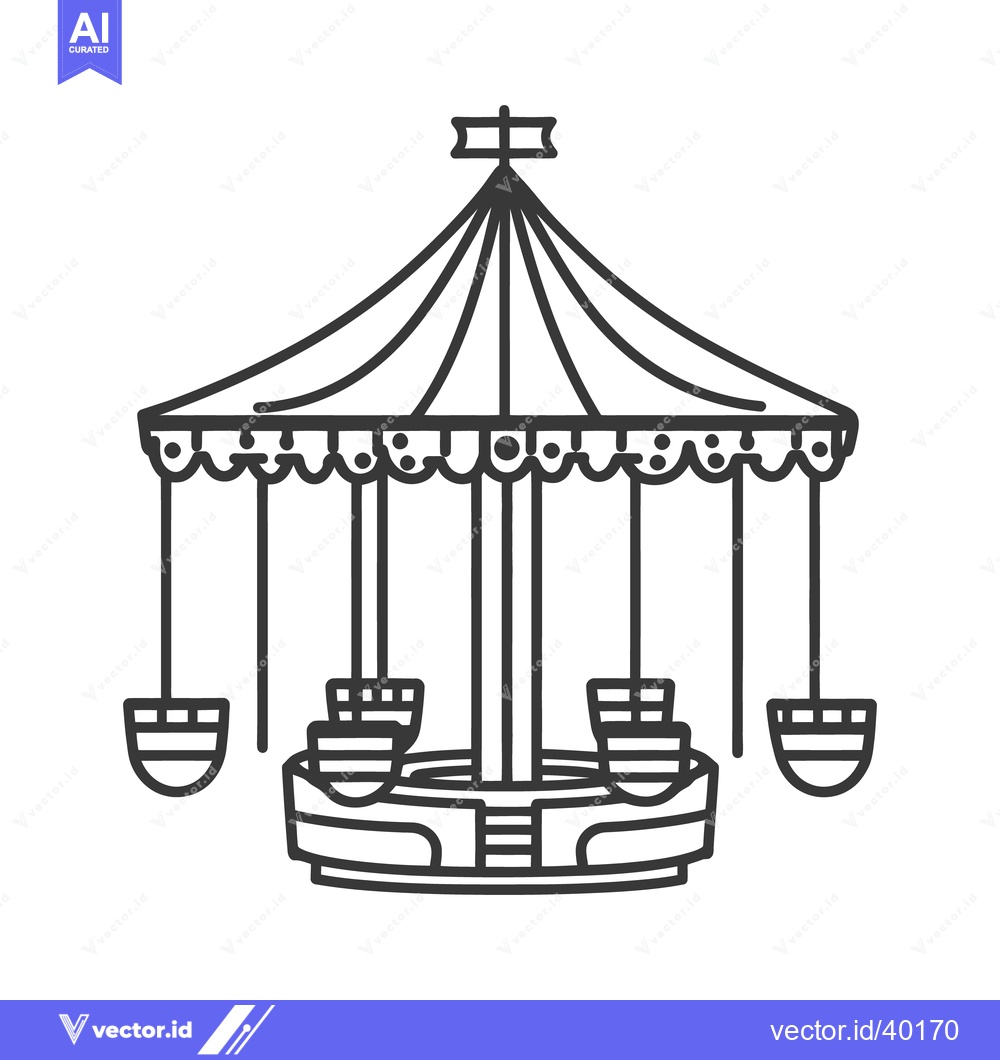 Premium Vector dari An amusement park carousel with hanging seats under a canopy