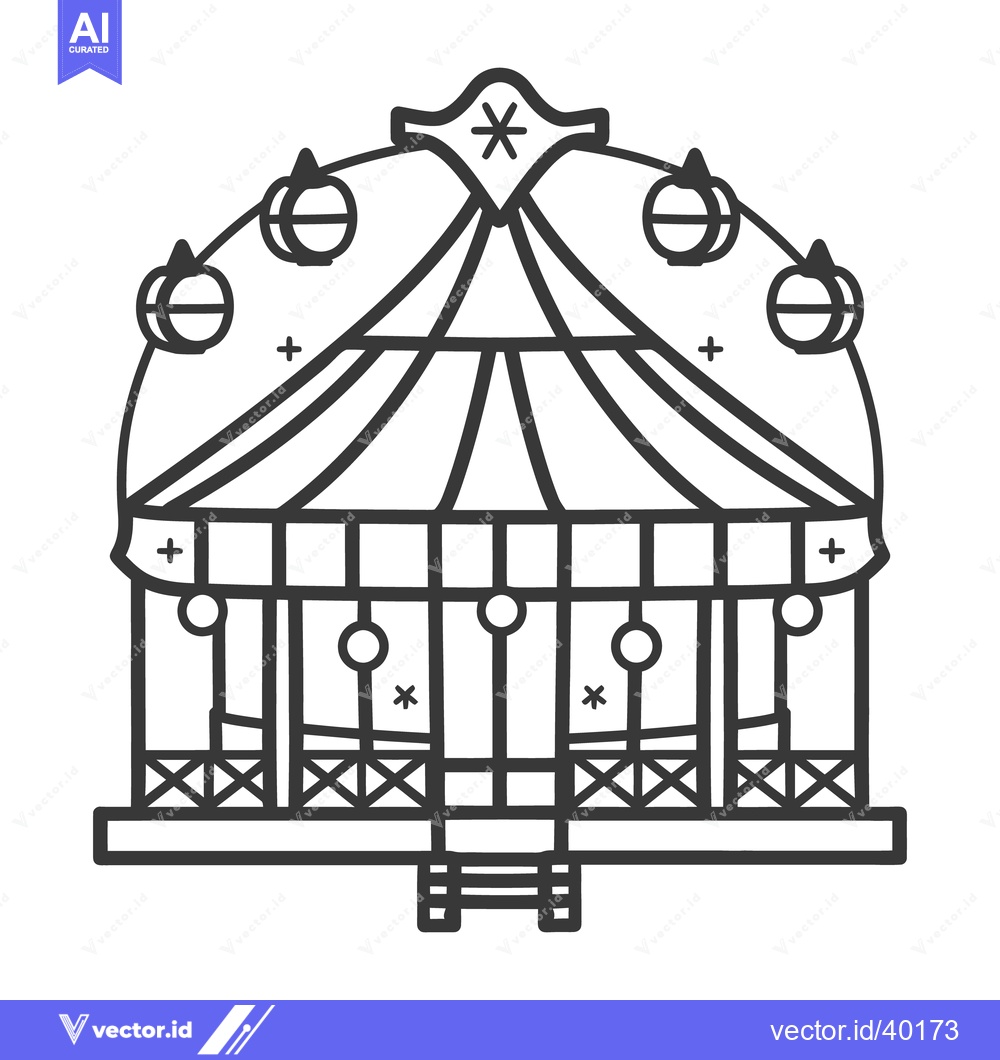 Premium Vector of The whimsical illustration of a carousel at an amusement park