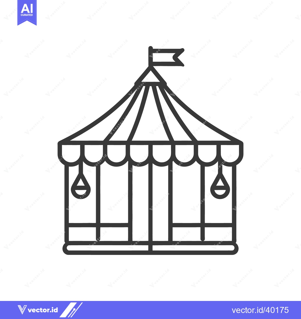 Premium Vector dari An illustrated circus tent with a flag on top of the structure