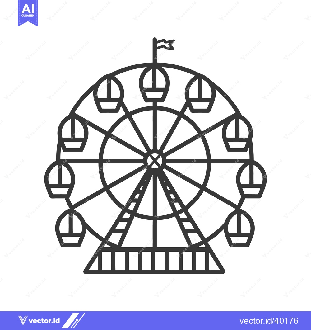 Premium Vector of A simplified black and white line drawing of a ferris wheel
