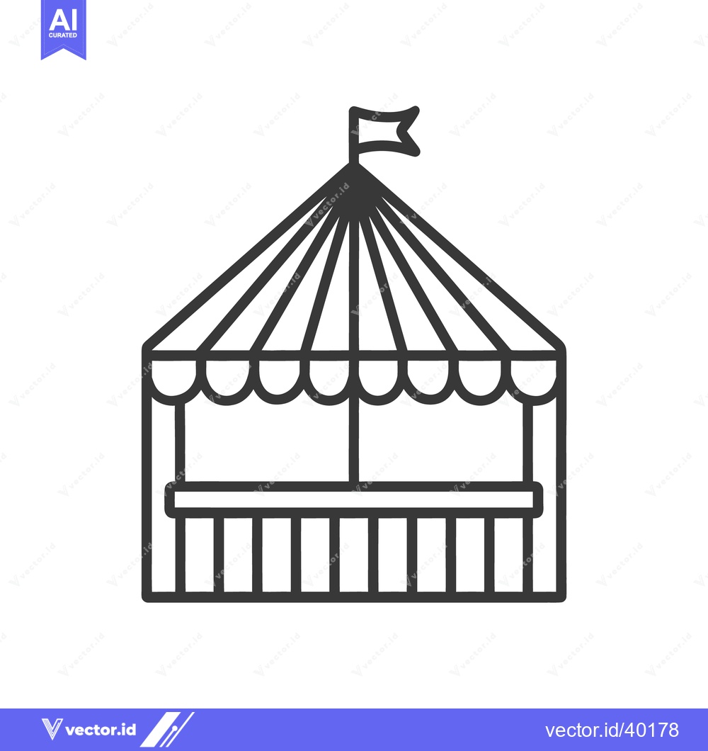 Premium Vector dari An illustration of a simple tent structure with a small flag on top
