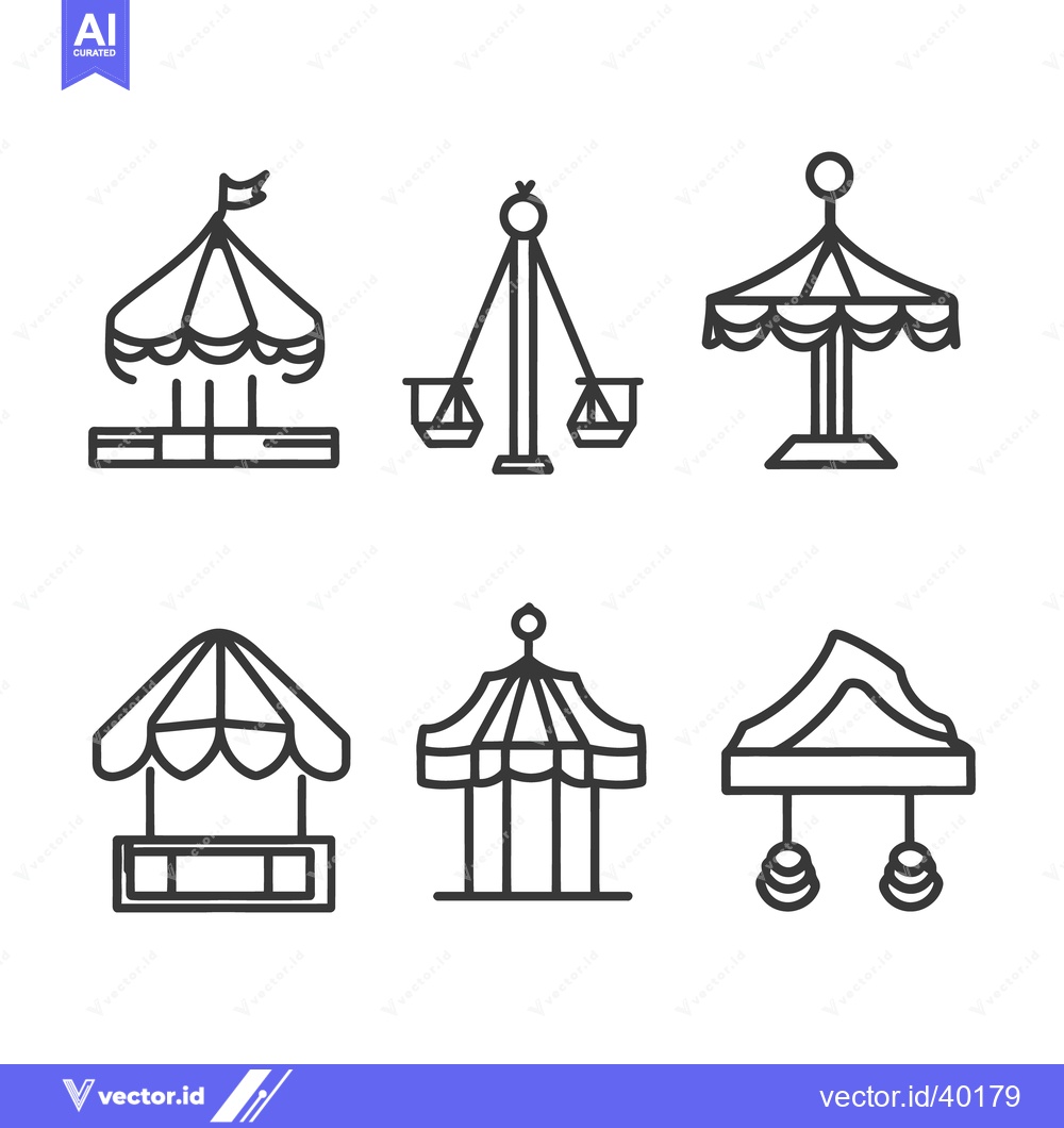 Premium Vector of Six illustrated carnival ride and amusement park attractions displayed