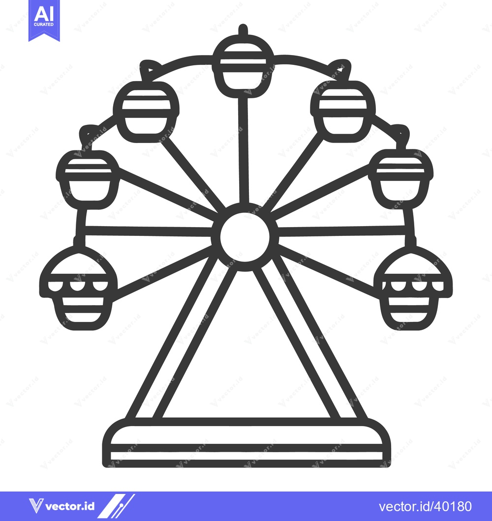 Premium Vector of A simple black and white graphic representation of a ferris wheel