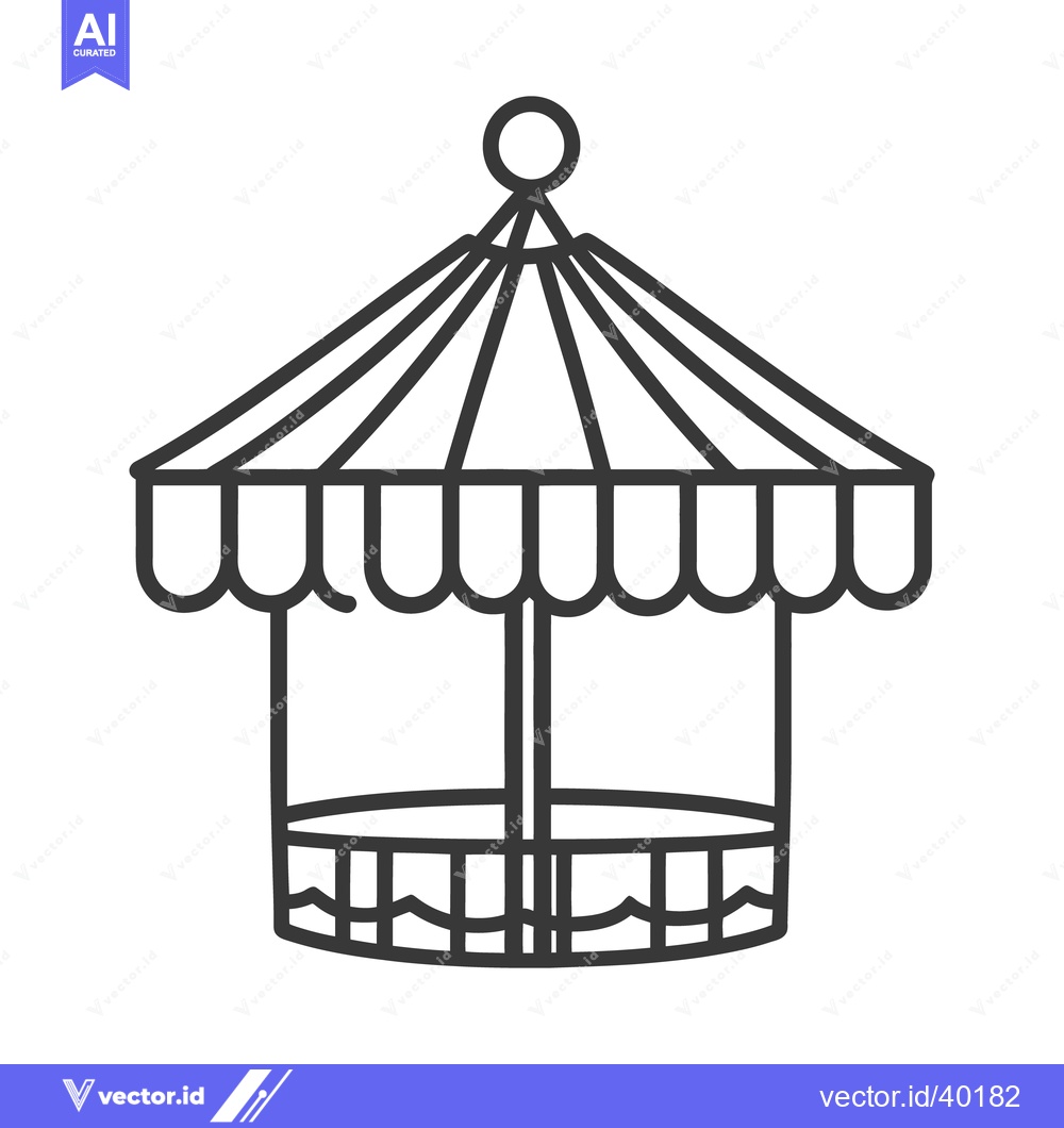 Premium Vector dari A monochrome drawing of a carousel amusement park ride