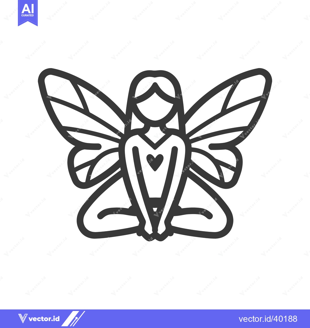 Premium Vector of A stylized illustration depicting a seated fairy with detailed wings