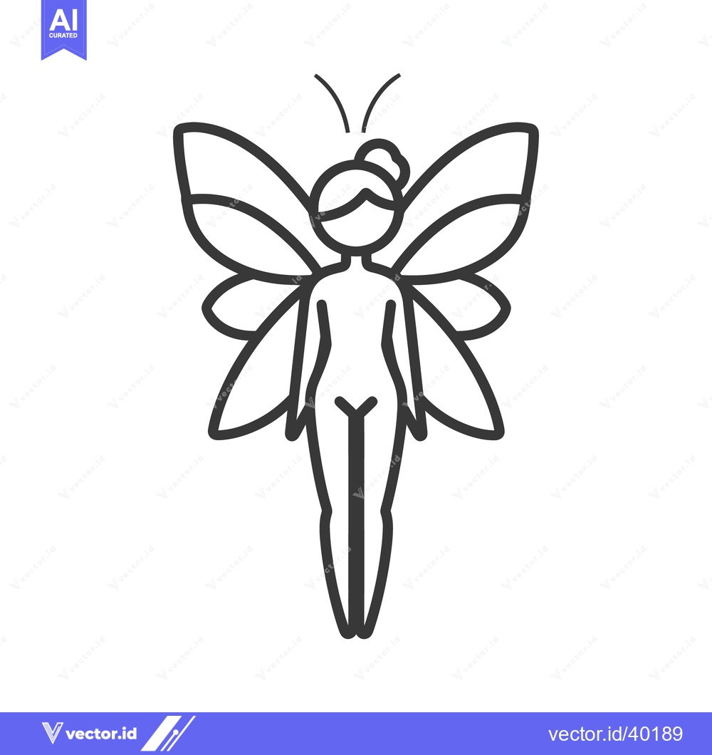 Premium Vector dari A simple line drawing showing a fairy with wings