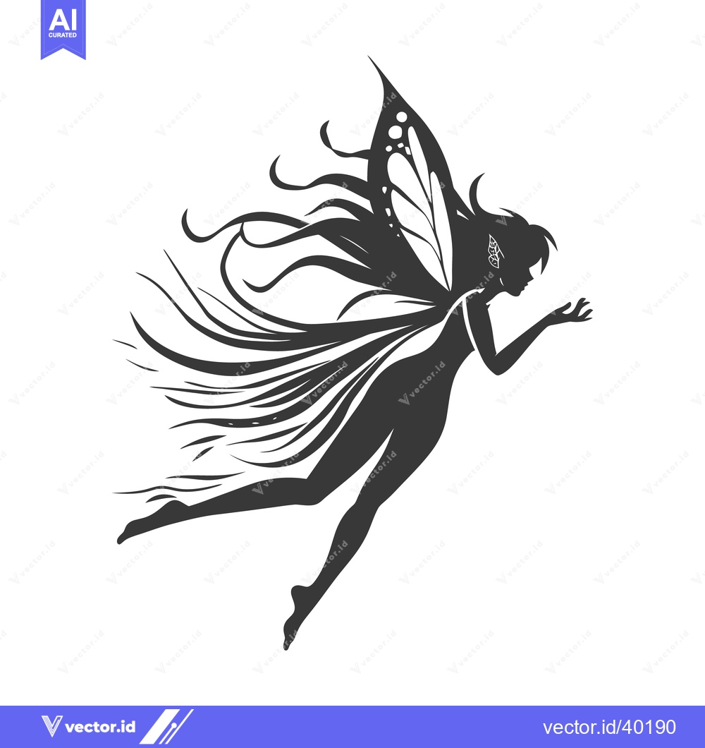 Premium Vector dari A silhouette of a fairy with large wings is flying