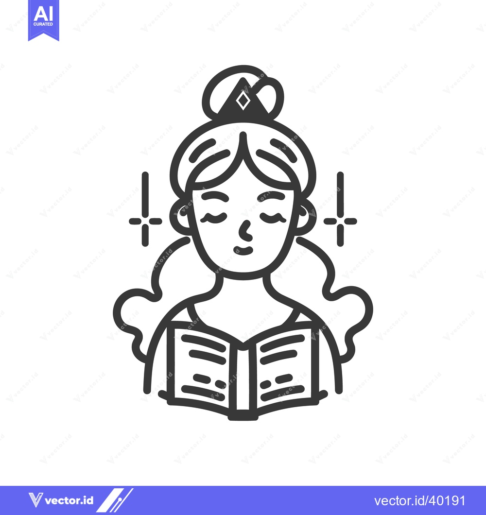 Premium Vector of A Princess Reads A Book While Wearing A Small Crown