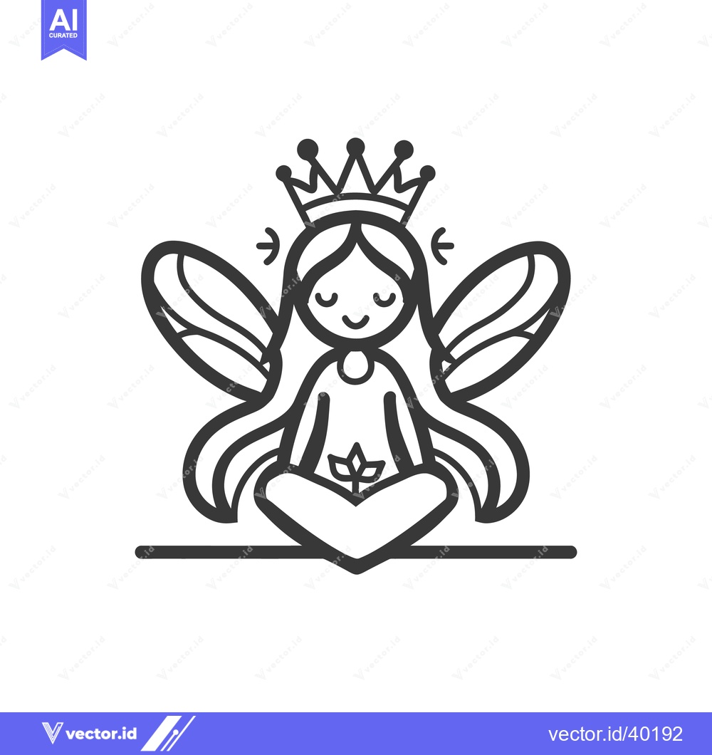 Premium Vector of A Cartoon Illustration Of A Fairy Queen With Wings And Crown