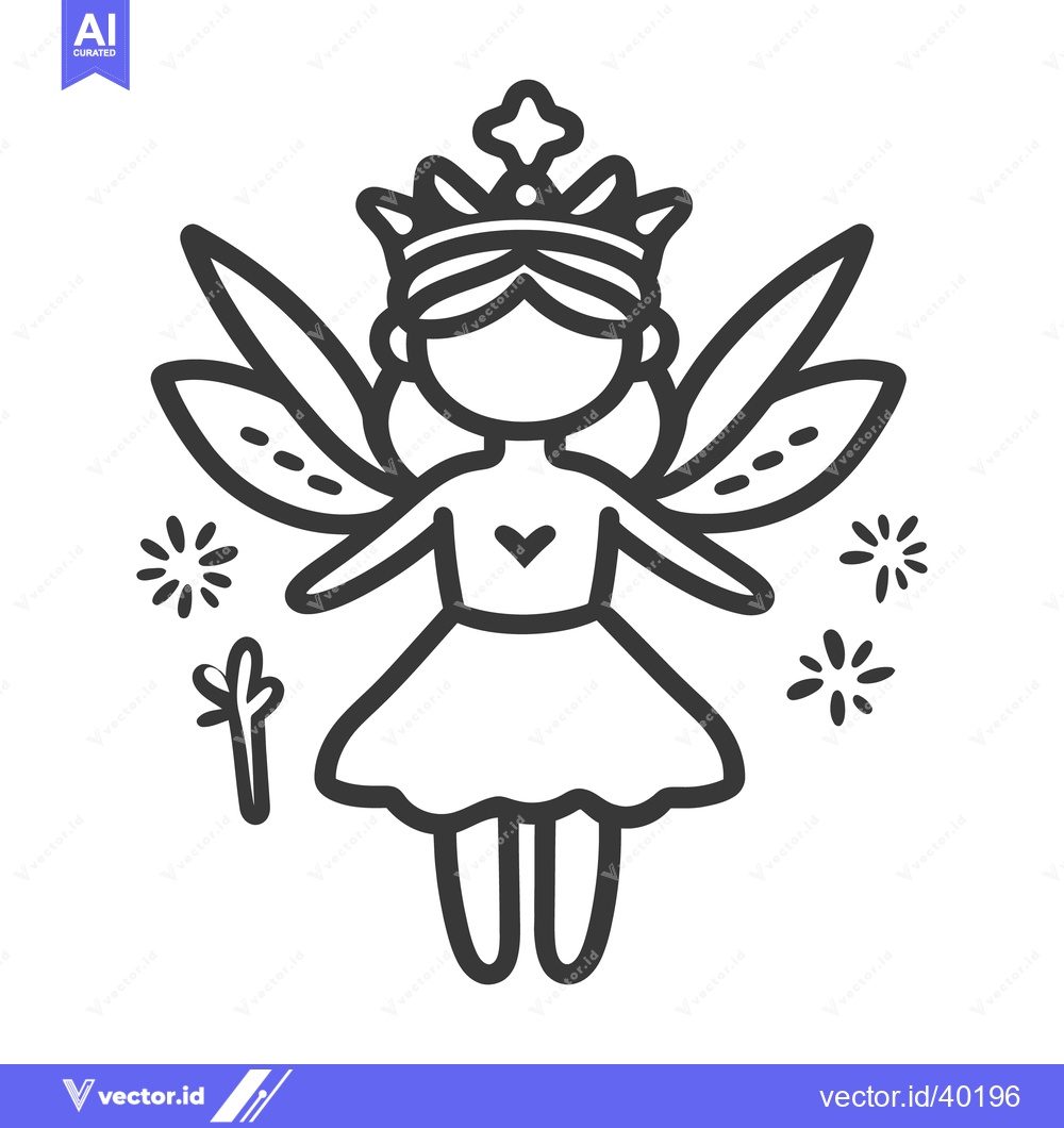 Premium Vector dari A cartoon fairy character wearing a crown and holding a wand