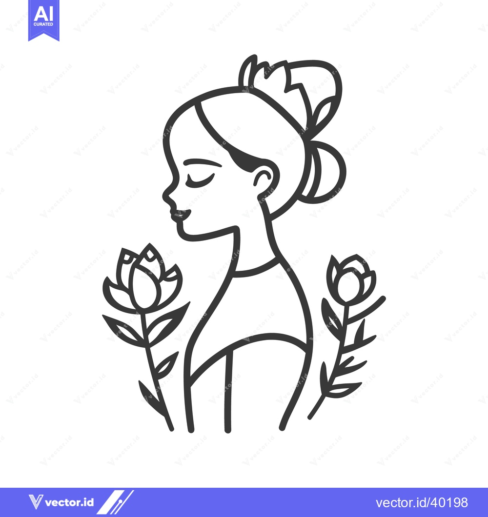 Premium Vector dari An Elegant Woman Profile is Surrounded by Delicate Floral Illustration