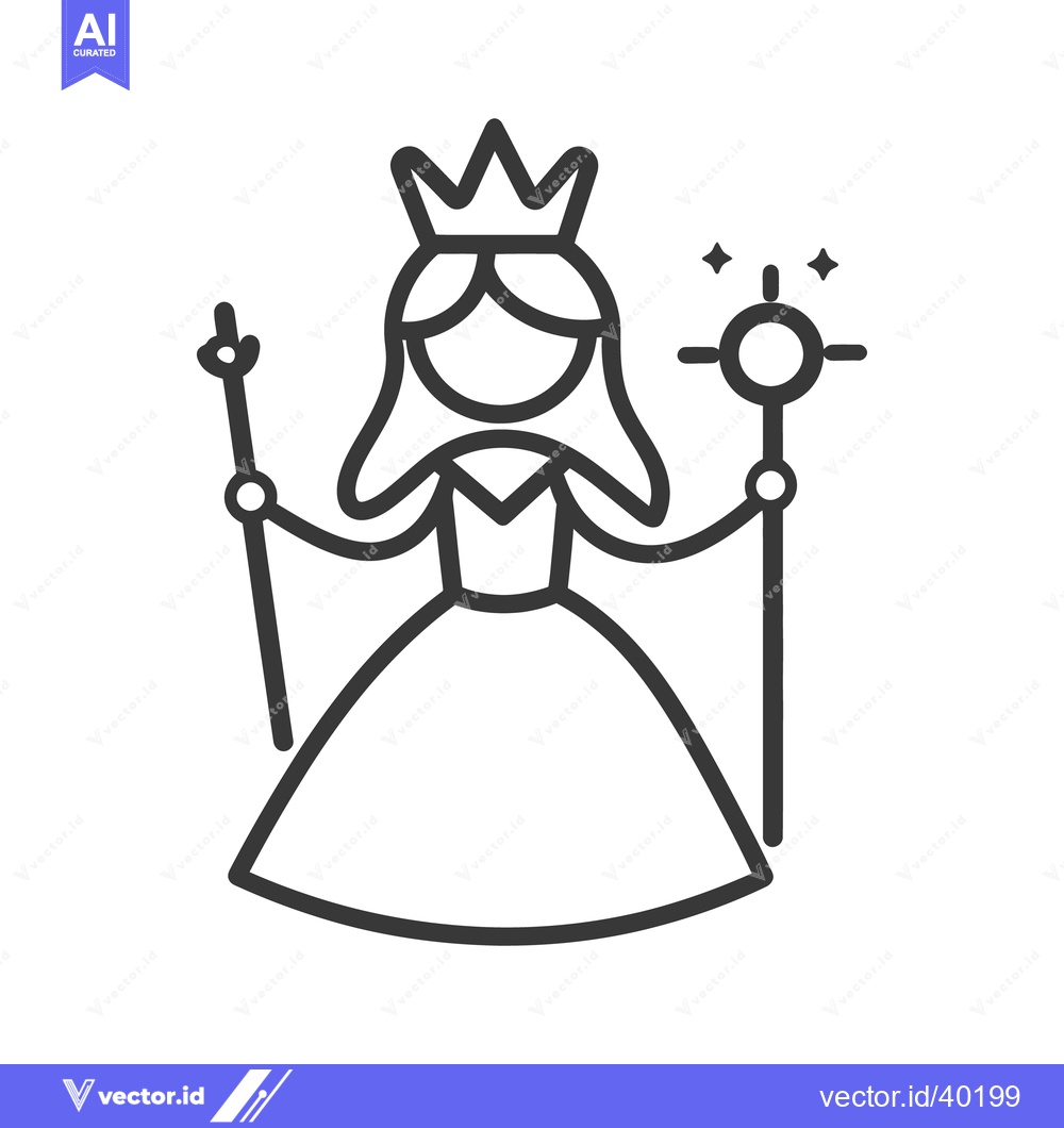 Premium Vector dari A regal queen figure holding a wand and a staff