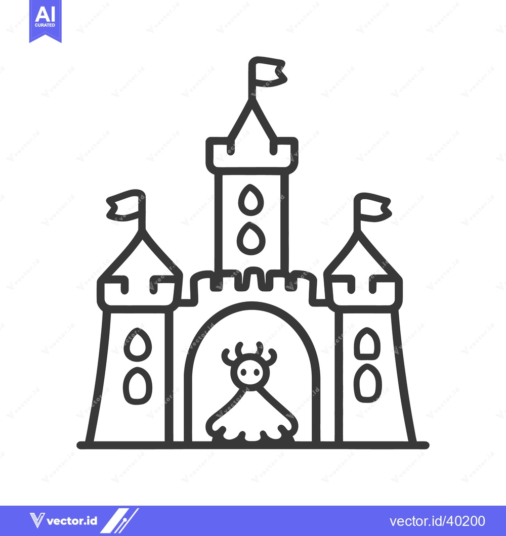 Premium Vector dari A detailed black and white illustration of a fairy tale castle