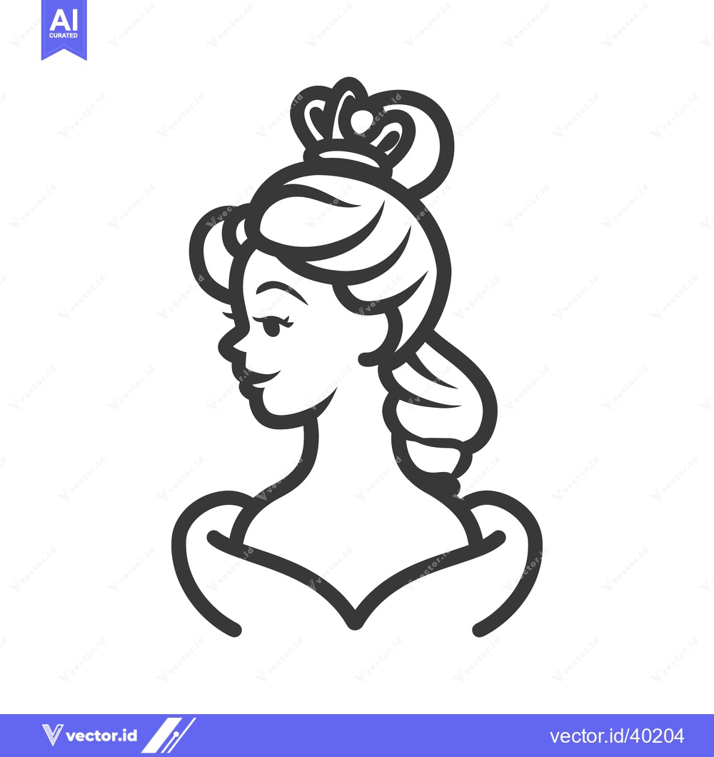 Premium Vector of A graceful illustration depicts a woman wearing a crown on her head