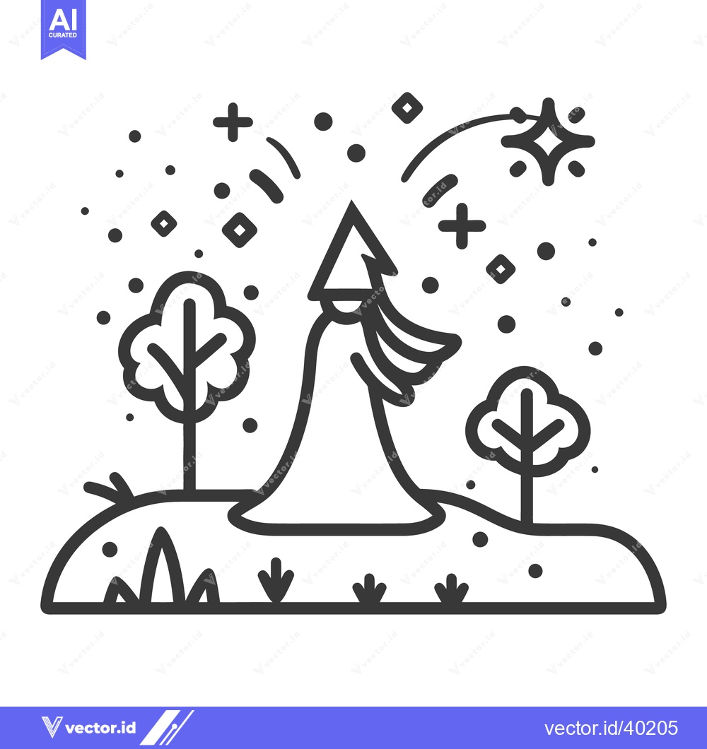 Premium Vector of A mystical character in the landscape with a shooting star