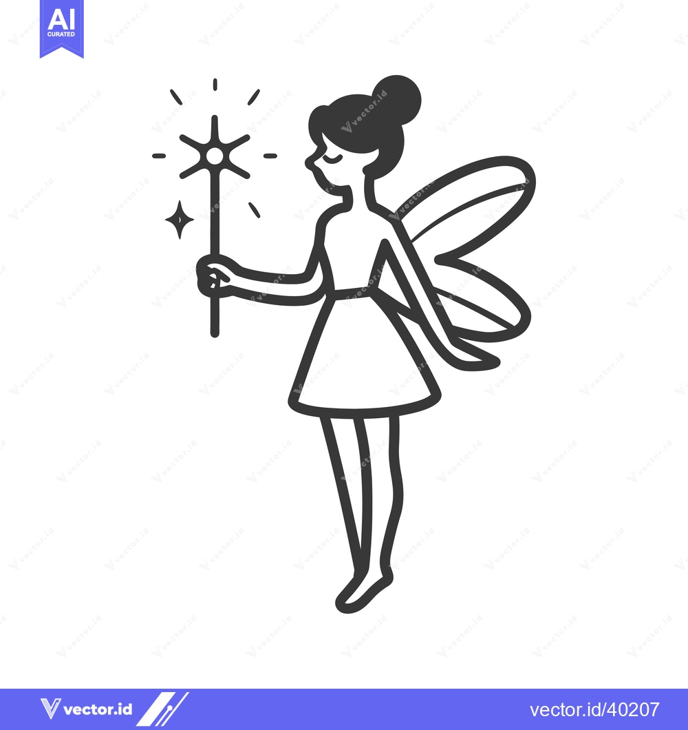 Premium Vector dari Fairy with a Sparkling Wand and Wings