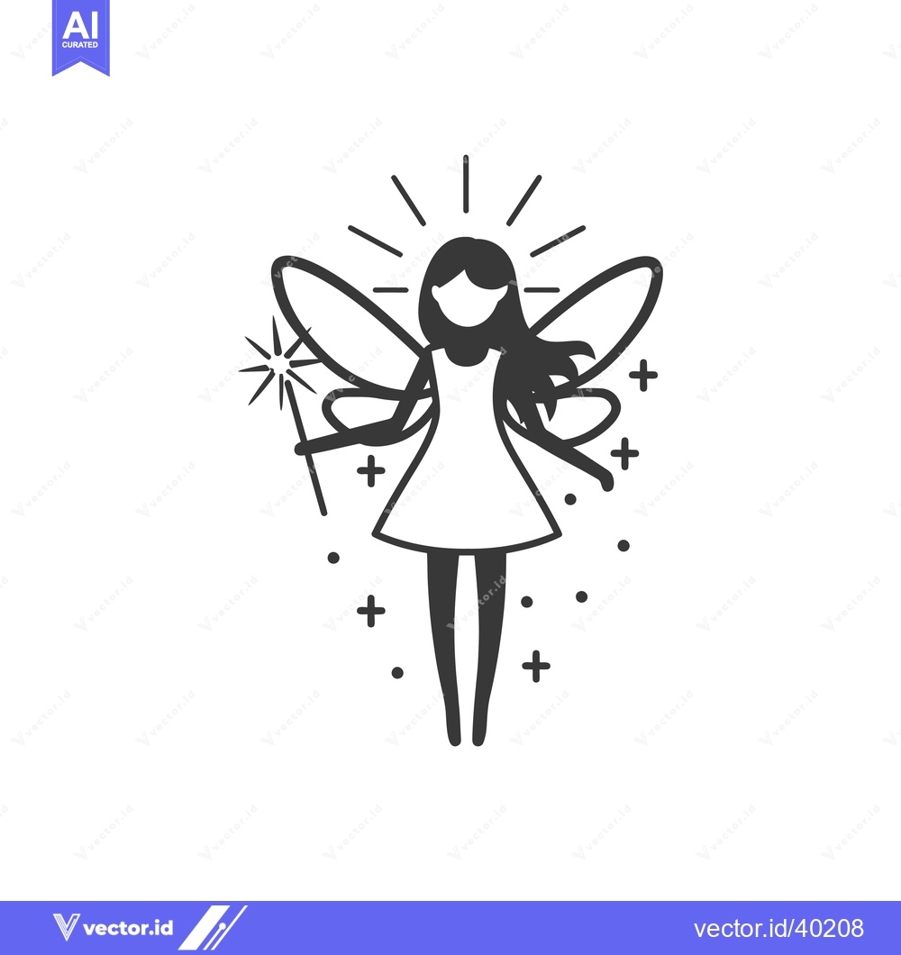 Premium Vector of Fairy with Wings Holding a Magic Wand