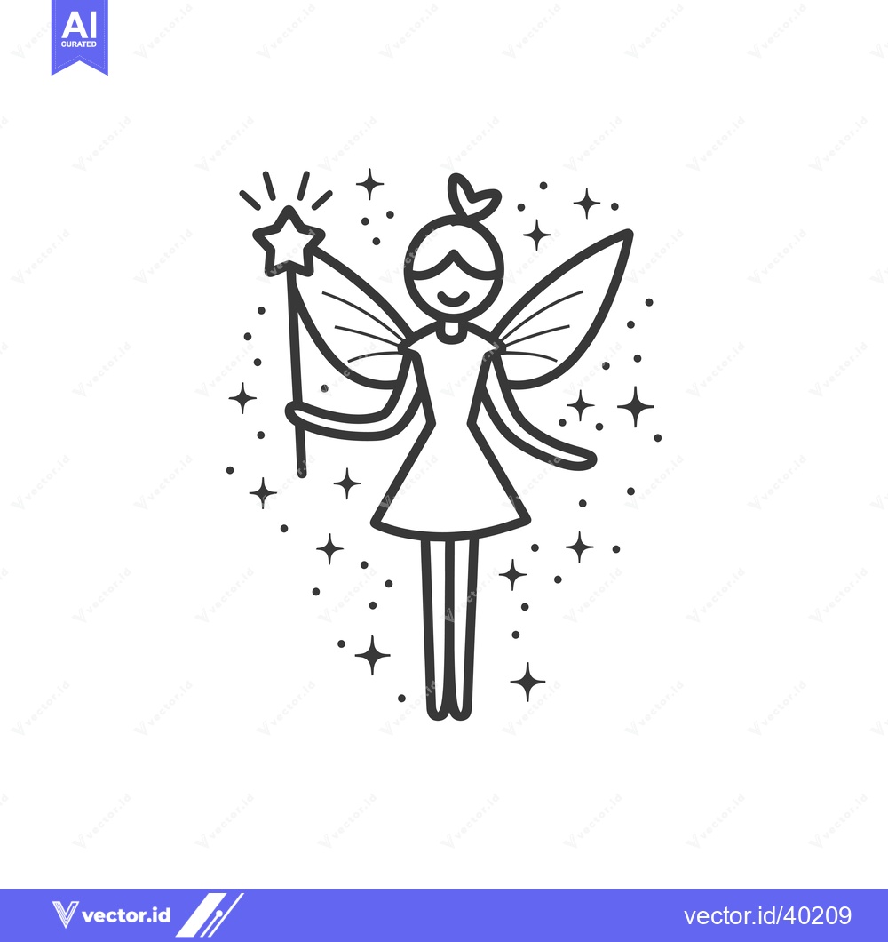 Premium Vector of Fairy with Wings Holding a Magic Wand with a Star