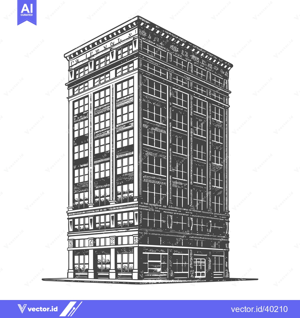 Premium Vector dari A Detailed Illustration Of A Multi Story Brick Building