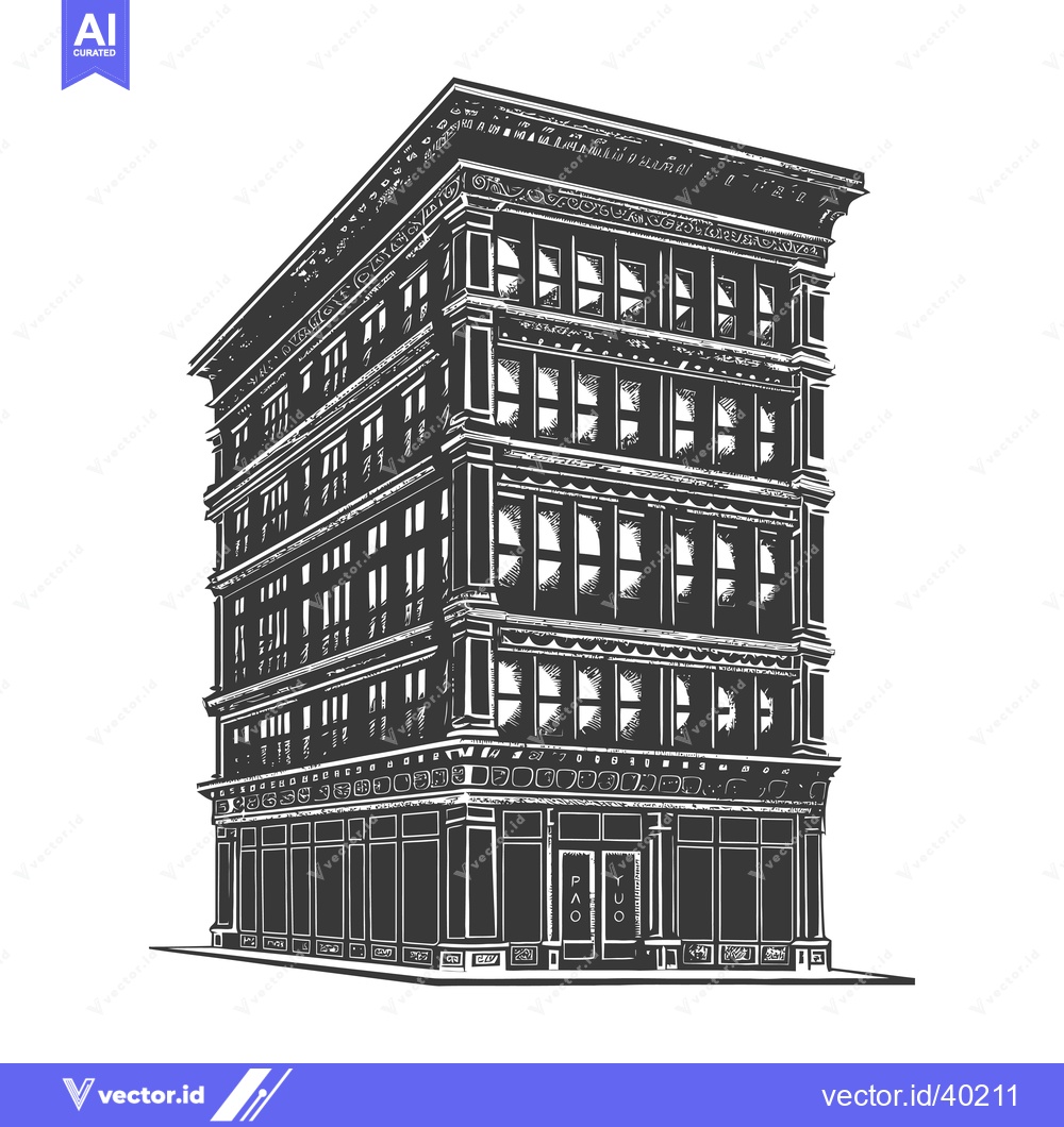 Premium Vector of A Detailed Illustration Of A Grand Multi Story Building