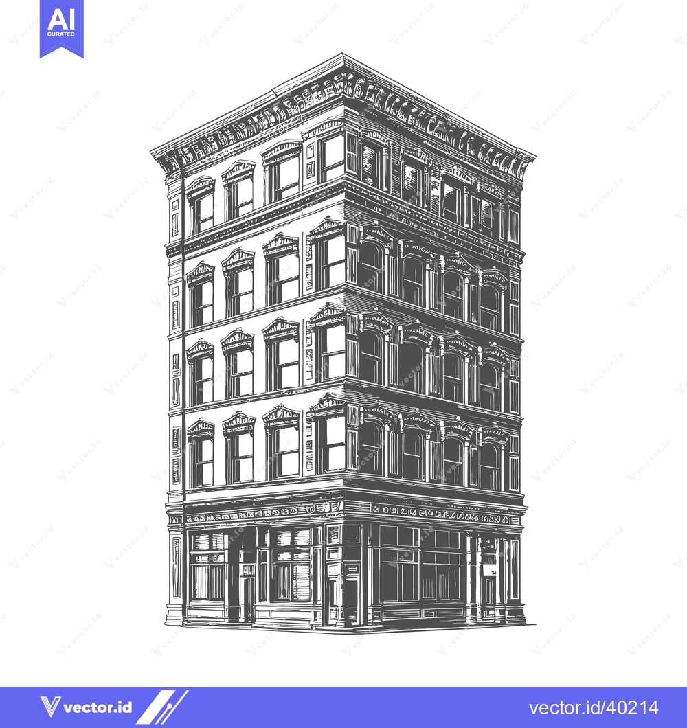 Premium Vector of A Detailed Illustration Of A Classic Multi Story Building