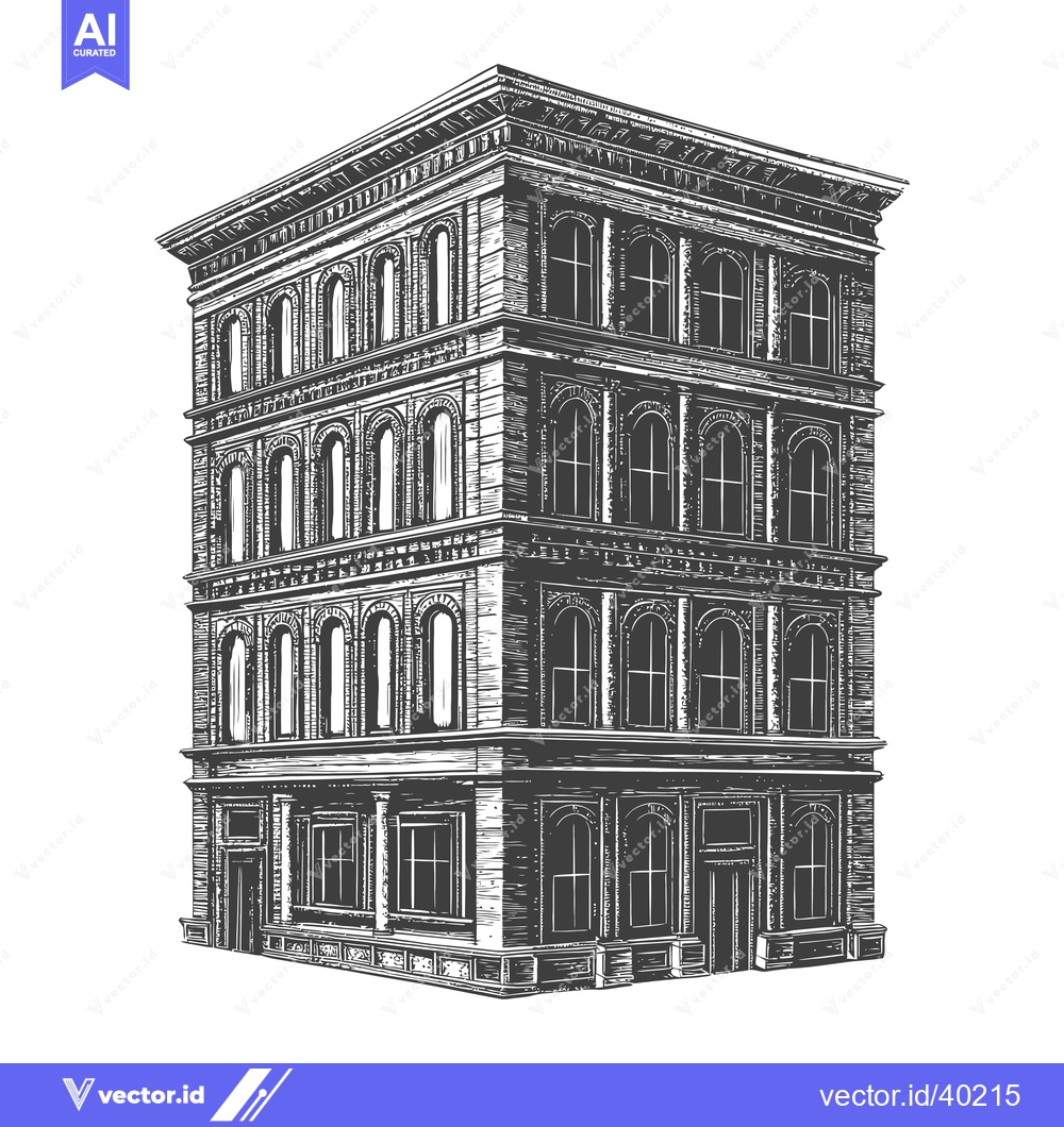 Premium Vector dari Elegant multistory building architectural sketch design
