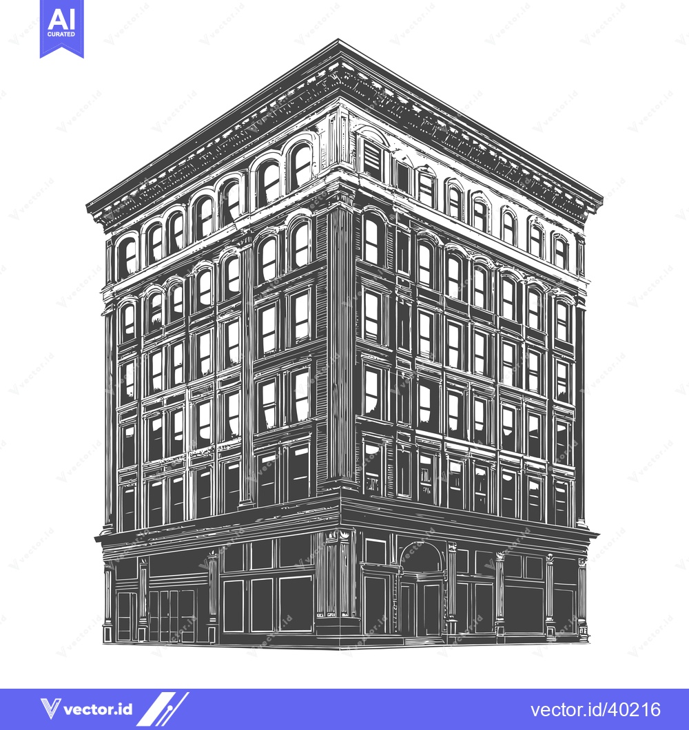Premium Vector dari Elegant Corner Building Architectural Sketch Design