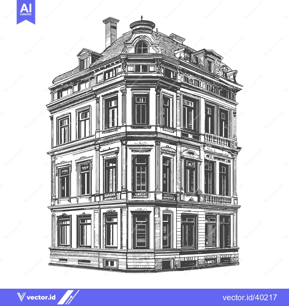 Premium Vector dari Elegant Corner Building Architectural Drawing