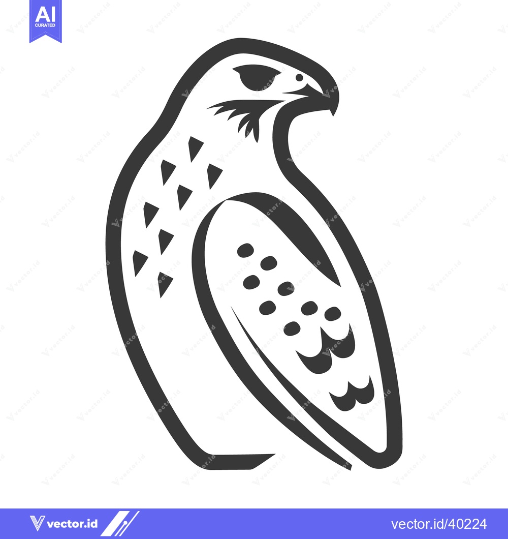 Premium Vector dari A stylized black and white illustration depicting a bird of prey
