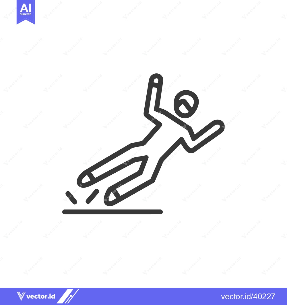 Premium Vector dari Slipping Hazard Icon: Minimalist Line Art Depicting a Fall
