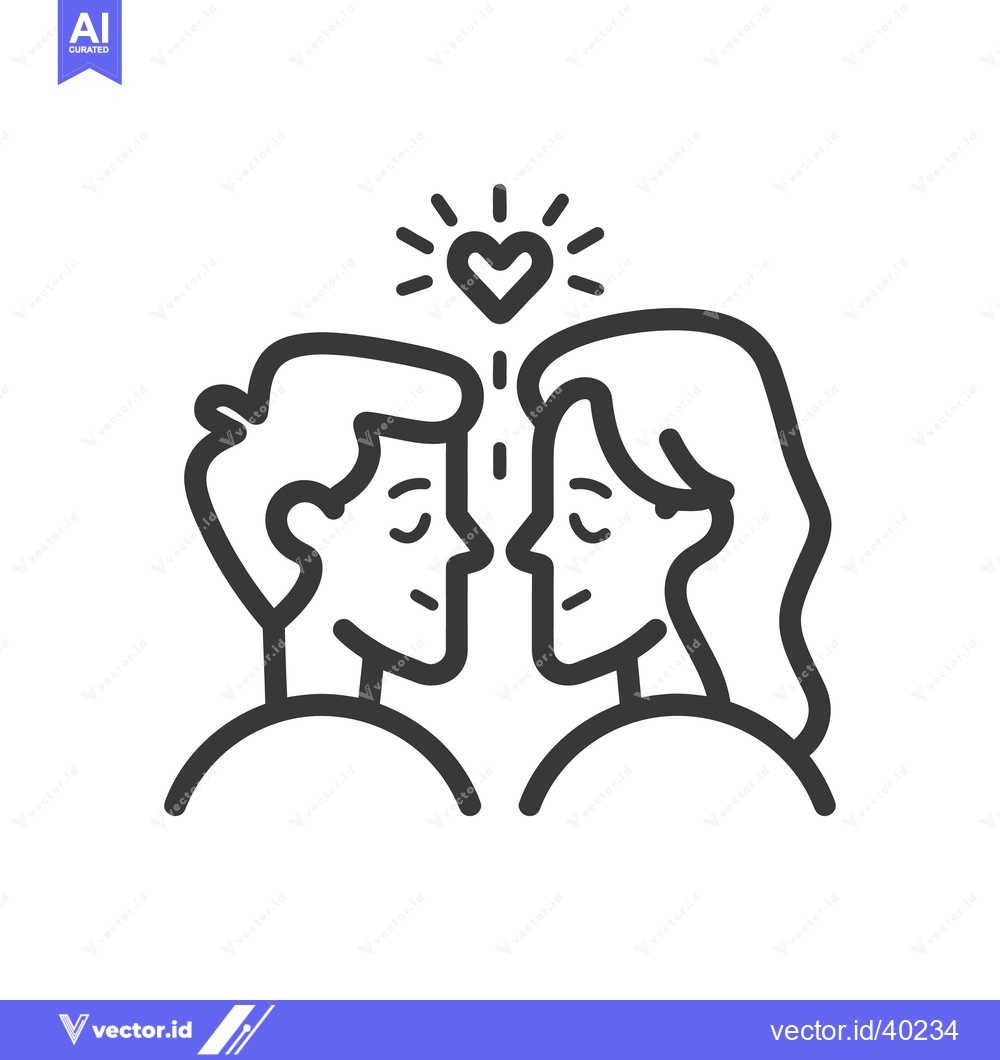Premium Vector dari A stylized black and white depiction of loving couple faces