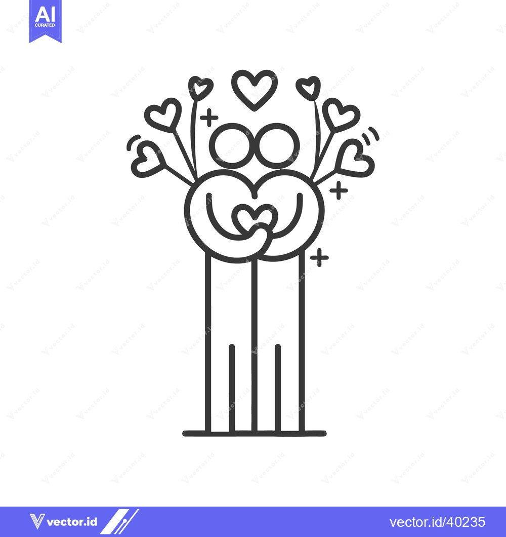 Premium Vector dari Two people are embracing with multiple heart symbols above them