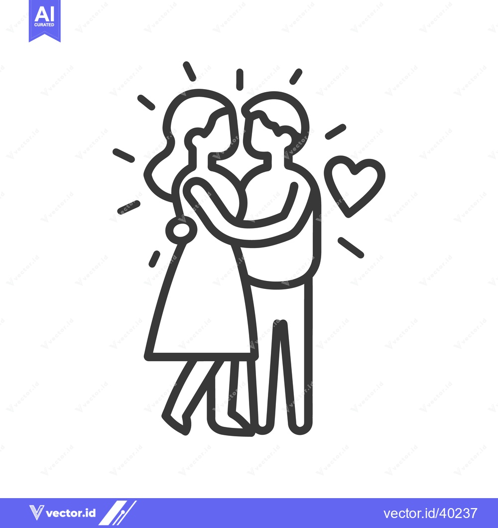 Premium Vector dari Two people embracing with a heart representing their feelings