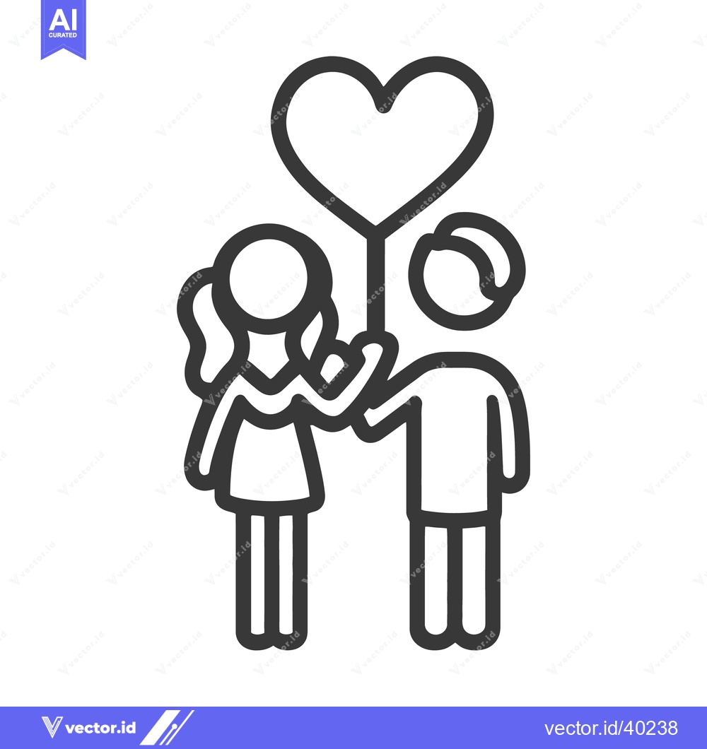 Premium Vector dari A couple stands together holding a large heart symbol of love