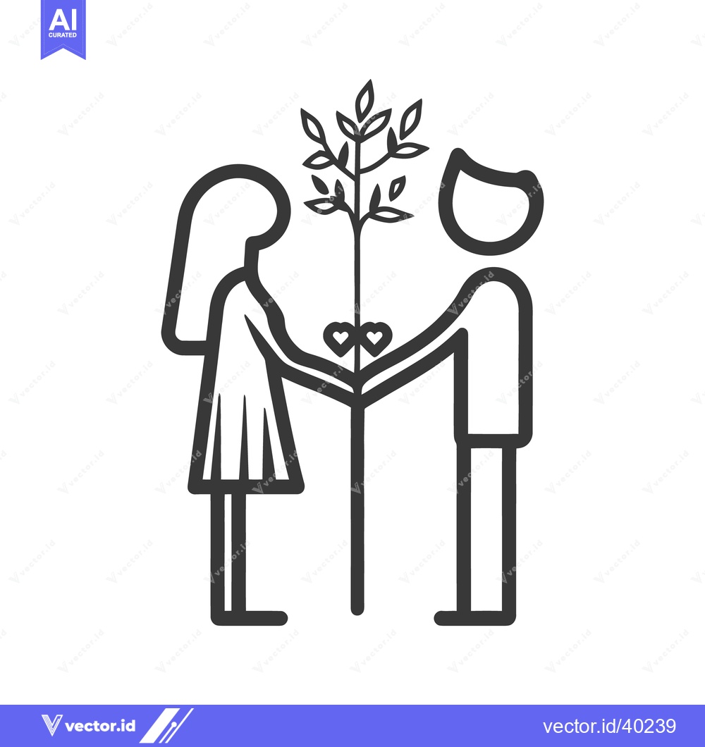 Premium Vector dari A couple holding a tree sapling symbolizing growth and togetherness