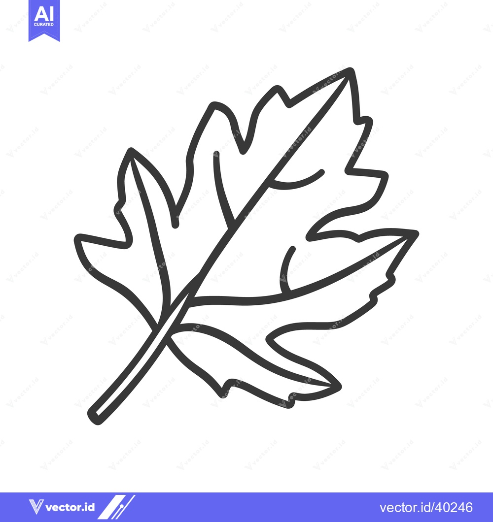 Premium Vector dari A stylized monochrome illustration of a single leaf