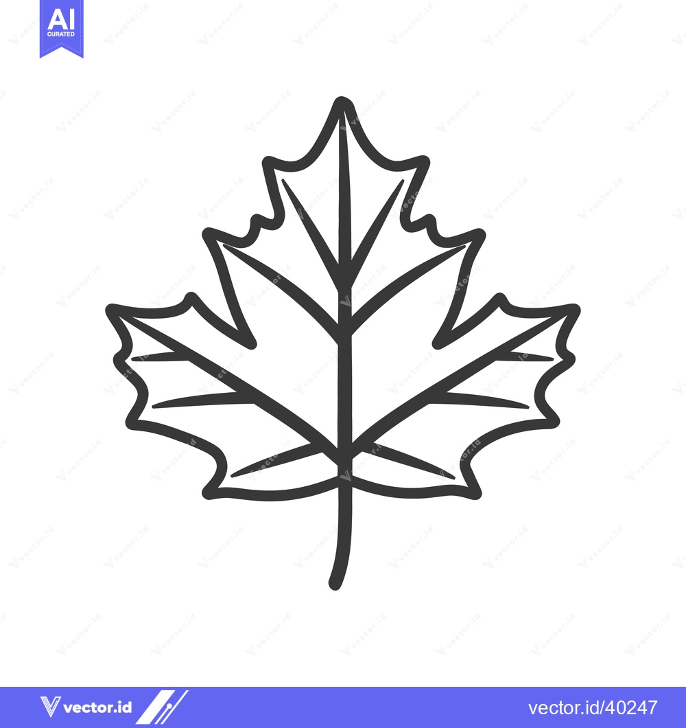 Premium Vector of Simple black and white graphic depiction of a single maple leaf