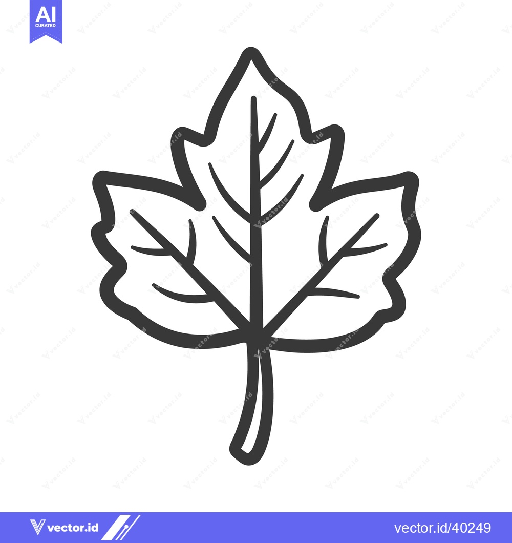 Premium Vector of A stylized grayscale image of a simple maple leaf